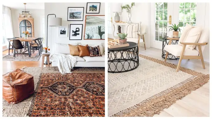 layered rugs living room